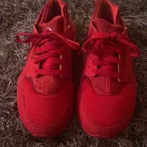 Red Nike Huarache shoes